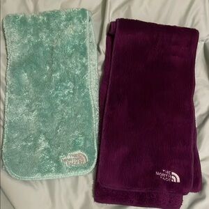 The North Face Fleece Scarves Teal and Burgundy